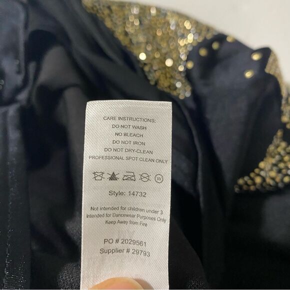 Weissman Elite dance costume black rhinestones studded leotard Get Dat 14732 MA - Picture 7 of 11